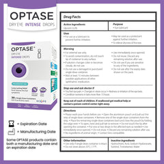 Optase Dry Eye Intense Drops single-dose vial emphasizes sterile, precise dosing for convenience.
