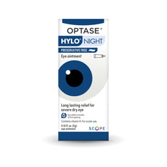 Optase HYLO Night Eye Ointment on lid area demonstrates gentle nightly care