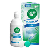 Opti-Free Puremoist bottle pour demonstrates easy, mess-free dispensing for daily lens care.
