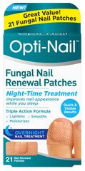 Opti-Nail fungal nail renewal patch pack ready for nightly use on a toenail.