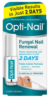 Opti-Nail fungal nail repair brush applies treatment on nails for renewed appearance.