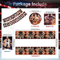 Optiacan wrestling napkins 20-pack, coordinated mess containment for kids parties.