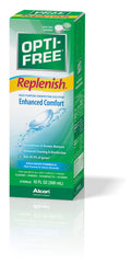 Opti-Free Replenish in use, disinfecting lenses effectively.
