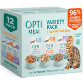 Optimeal variety-pack-cover shows diverse flavors for engaging cat meals.