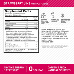 Optimum Nutrition Amino Energy green tea caffeine mug signals clean energy for workouts.
