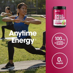 Optimum Nutrition Amino Energy powder scoop shows versatile anytime-use formula.