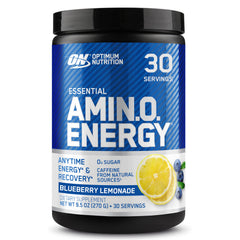 Optimum Nutrition Amino Energy Blueberry Lemonade powder ready for an energizing workout.