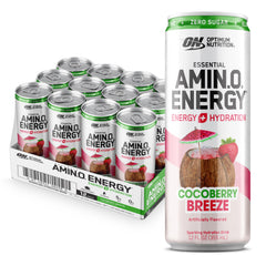 Optimum Nutrition Amin.O Energy bottle front view for on the go hydration and focus