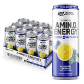 Optimum Nutrition Amino Energy Blueberry Lemonade can with refreshing sparkling hydration