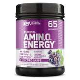 Optimum Nutrition Amino Energy bottle close-up showing energy support for workouts.