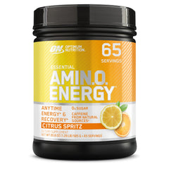 Optimum Nutrition Amino Energy Citrus Spritz bottle ready for a workout