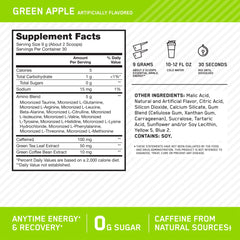 Optimum Nutrition Amino Energy green apple flavor shake highlighting refreshing taste