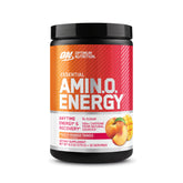 Optimum Nutrition Amino Energy Peach Mango Tango bottle boosts energy and focus for workouts.