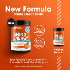 Optimum Nutrition Amino Energy Tangerine Pre-Workout Setup: ready-to-use powder boosts energy and hydration.
