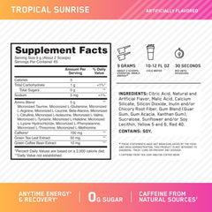 Amino Energy Tropical Sunrise powder scoop shown for quick on-the-go fueling