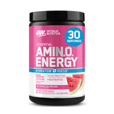 Optimum Nutrition Amino Energy Watermelon powder tub for a caffeinated energy boost before workouts
