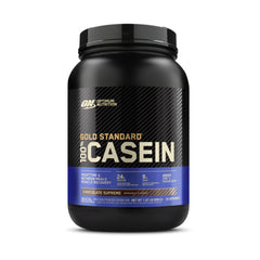 Optimum Nutrition Gold Standard Micellar Casein Chocolate Supreme tub ready for slow-digesting nighttime protein