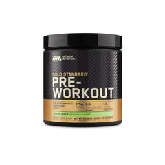 Optimum Nutrition Gold Standard Pre-Workout Green Apple bottle ready for gym sessions with energy boost