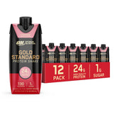 Optimum Nutrition Gold Standard protein shake bottle with strawberry flavor for on-the-go protein.