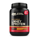 Optimum Nutrition Gold Standard whey bottle in chocolate peanut butter flavor for quick protein intake.