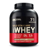Optimum Nutrition Gold Standard whey bottle, protein support for post-workout recovery.