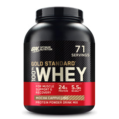 Optimum Nutrition Gold Standard whey bottle, protein support for post-workout recovery.