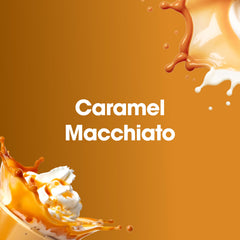 Optimum Nutrition Gold Standard Whey Caramel Macchiato tub side showing nutrition panel