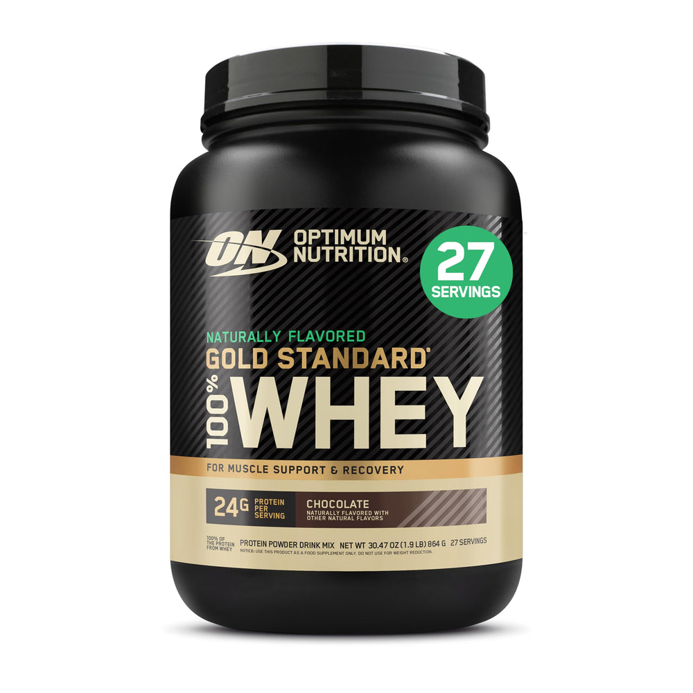Optimum Nutrition Gold Standard Whey Chocolate container ready for daily protein boost.