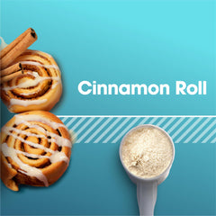 Scoop of Optimum Nutrition Gold Standard Cinnamon Roll powder for quick shakes.