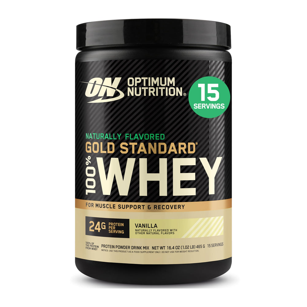 Optimum Nutrition Gold Standard Whey vanilla tub front for daily protein support.