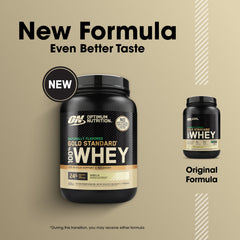 Optimum Nutrition Gold Standard Whey Vanilla shake in mason jar suggests convenient recovery drink