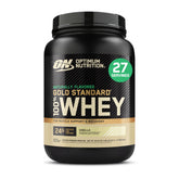 Optimum Nutrition Gold Standard Whey Vanilla tub front shows premium protein for workouts