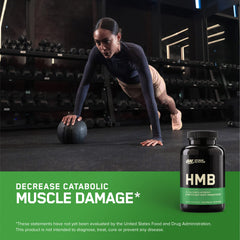 Optimum Nutrition HMB 1000 packaging close-up highlights GMP and quality focus