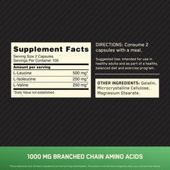 Optimum Nutrition Instantized BCAA bottle back with dosage guidance.