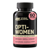 Optimum Nutrition Opti-Women bottle pour showing immune-support nutrients for daily wellness.