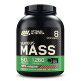 Optimum Nutrition Serious Mass tub front view showing mass gain support