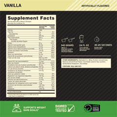 Optimum Nutrition Serious Mass two-scoop serve demonstrates caloric density