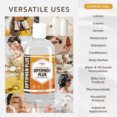 Optiphen Plus bottle dispensed into a jar for easy use.