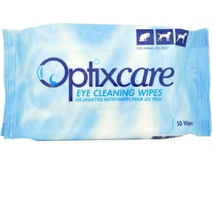 OptixCare Eye Cleaning Wipes 50ct pack for gentle debris removal around the eyes.