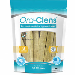 Ora-Clens small dog chews with poultry flavor promote fresher breath