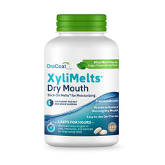 Oracoat XyliMelts disc on teeth providing long lasting moisture