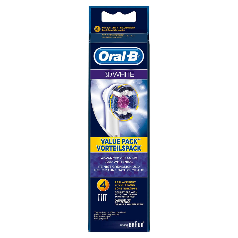 Oral-B 3D White head pack view with replacement option and whitening potential