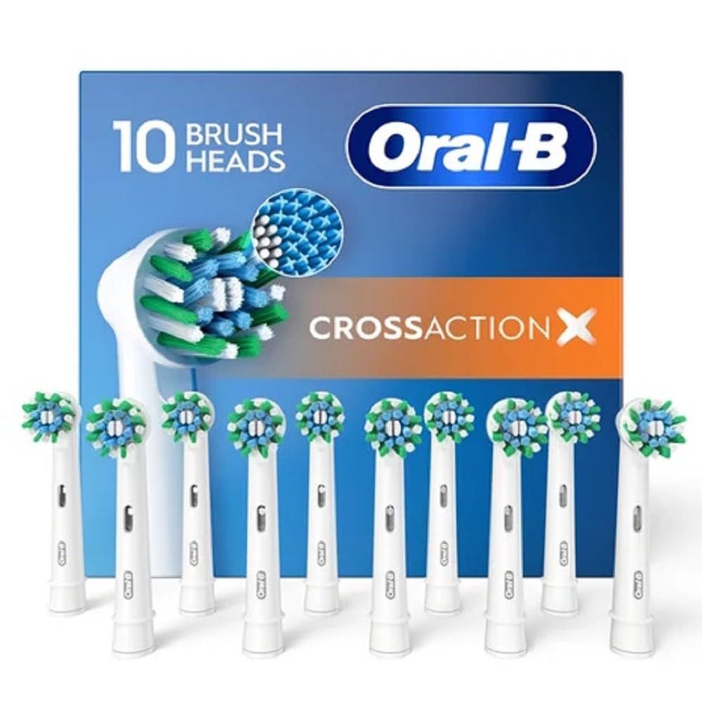 Oral-B Cross Action head angled at 16 degrees for thorough between-teeth cleaning.