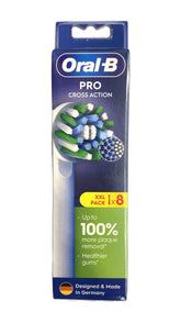 Oral-B CrossAction heads in-package for quick replacement and continuous brushing.