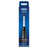 Oral-B Pro 100 Charcoal bristles close-up showing charcoal-infused fibers for gentle cleaning.