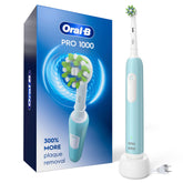 Oral-B Pro 1000 CrossAction toothbrush with green handle for a deeper gumline clean