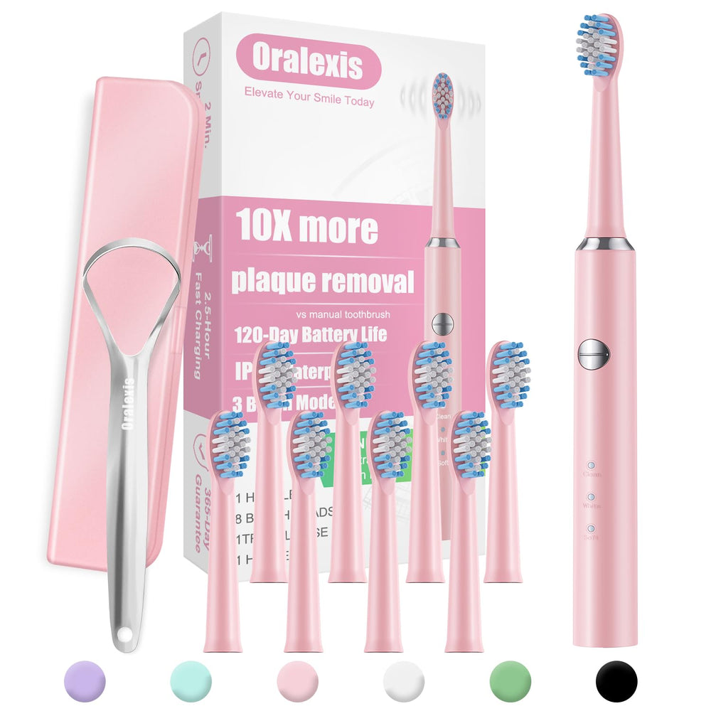 OraLexis electric toothbrush with a compact pink design for daily home use