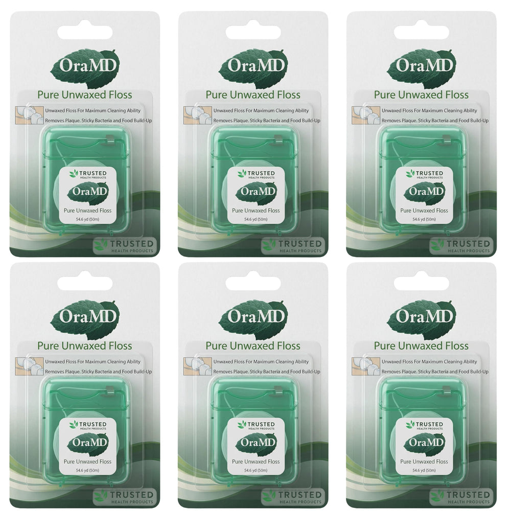 OraMD floss unscented unwaxed spool demonstrates gentle, shred-resistant cleaning for adults.