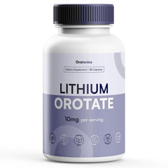 Oratonics Lithium Orotate 10mg bottle clearly labeled for daily use.