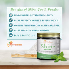 Close-up of the glass bottle highlights fluoride-free mint freshness after use